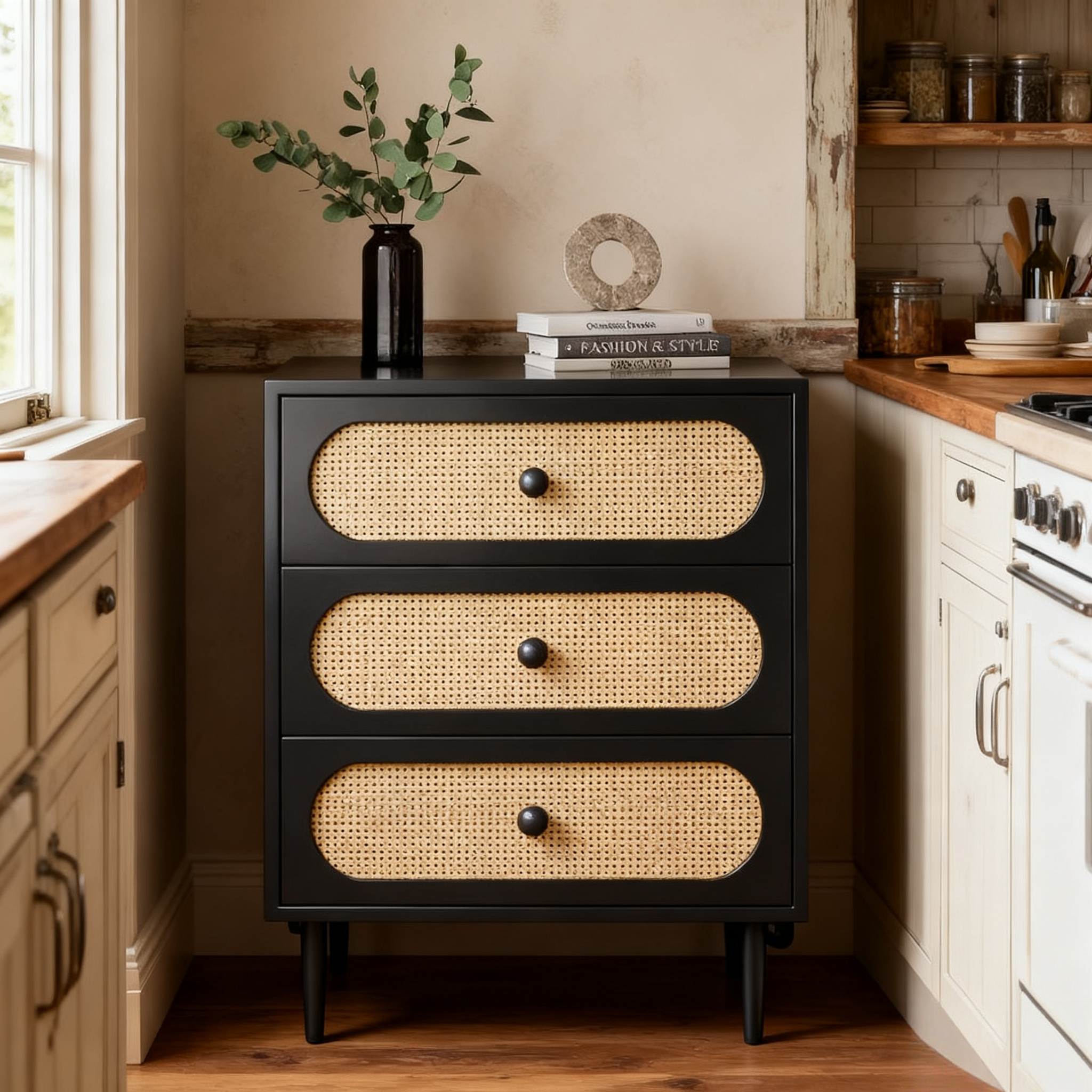 Wicker Bedside Table