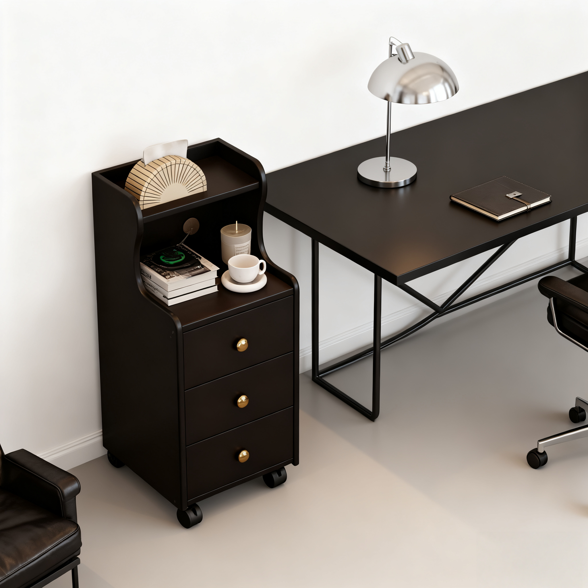 Solid Wood Nightstand – Modern Chinese-Style 3-Drawer Bedside Cabinet