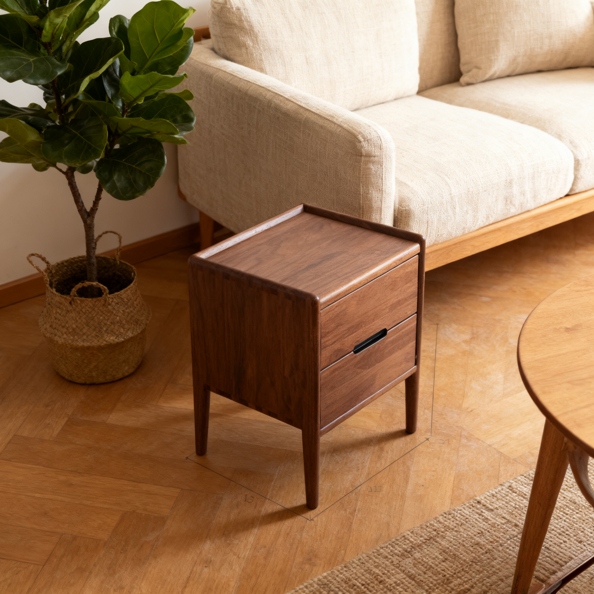 Solid Wood Nightstand – Oak Bedside Storage Cabinet