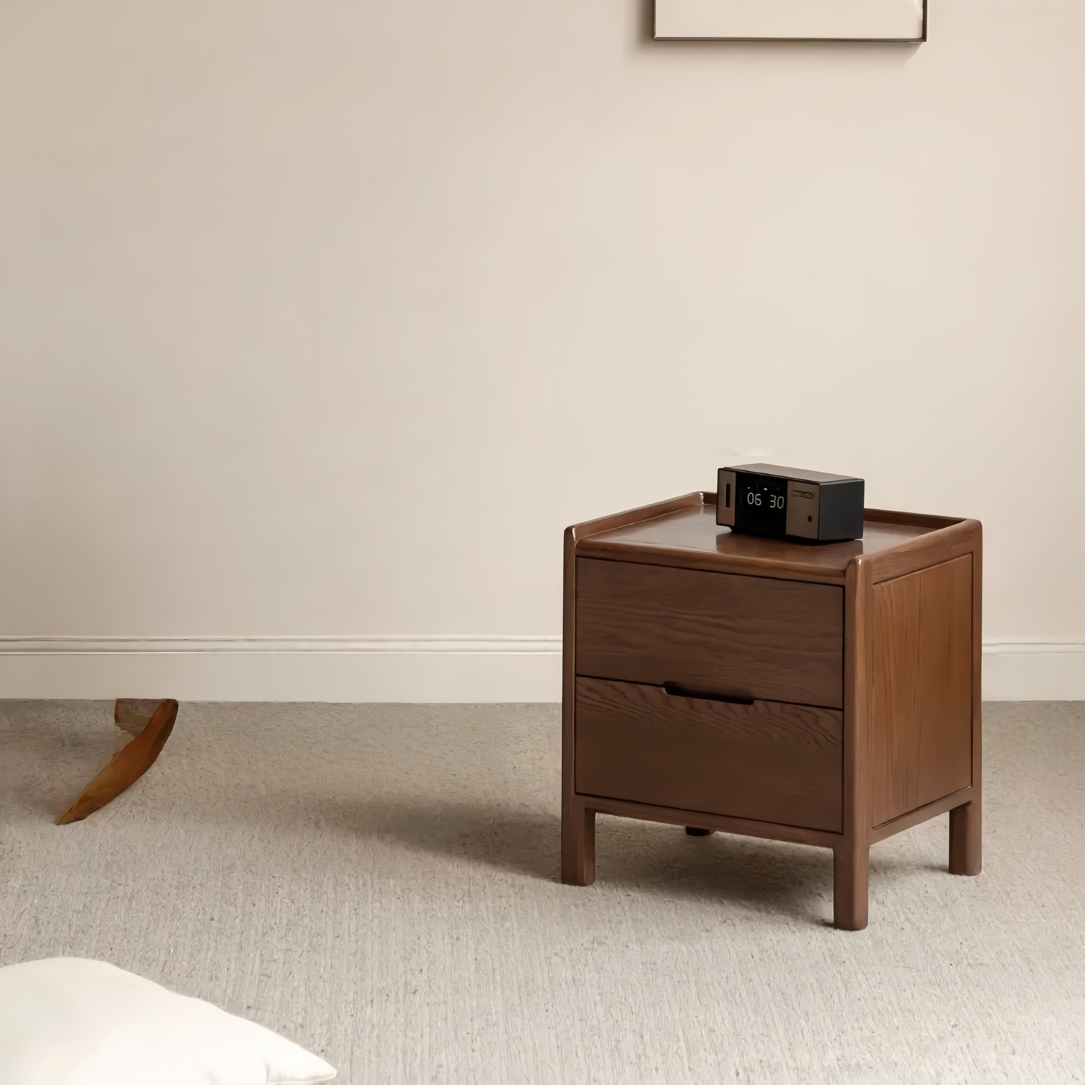 Solid Wood Nightstand – Oak Bedside Storage Cabinet