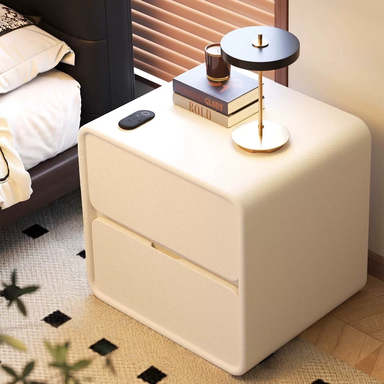 Solid Wood Nightstand – Modern Minimalist Bedside Storage Cabinet