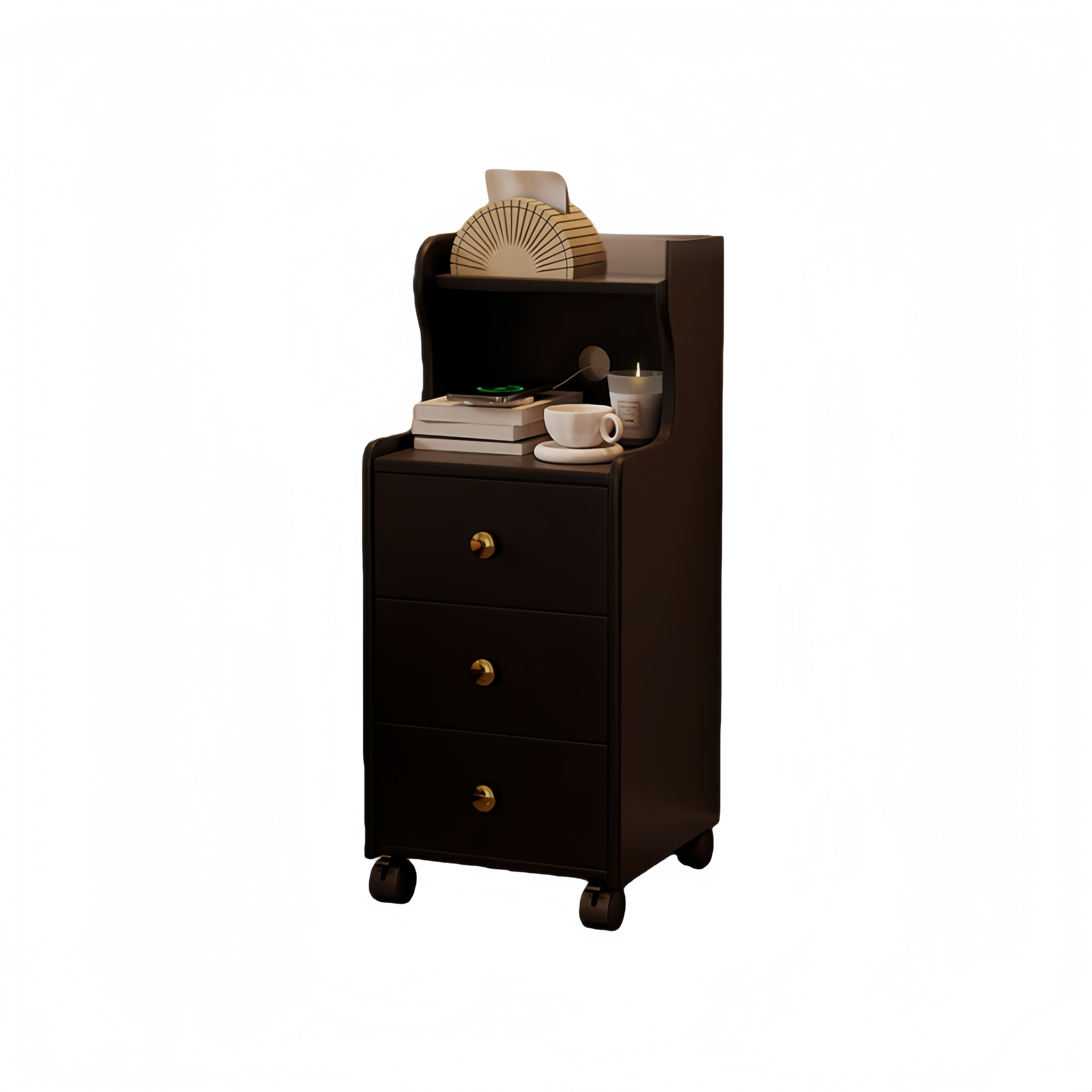 Solid Wood Nightstand – Modern Chinese-Style 3-Drawer Bedside Cabinet