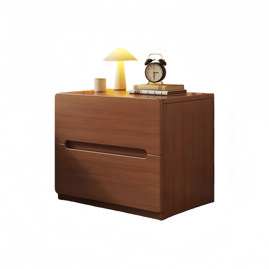 Solid Wood Nightstand – Vintage-Inspired Small Bedroom Storage Cabinet