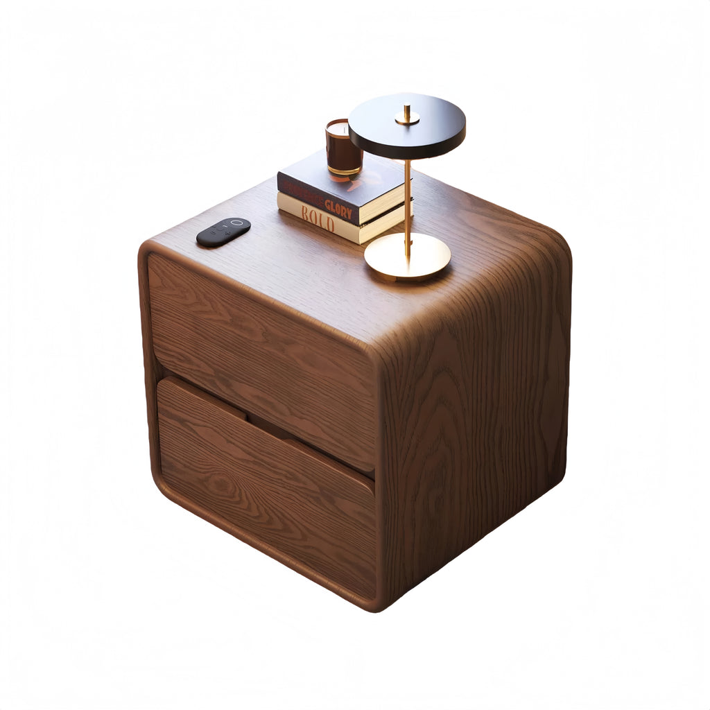 Solid Wood Nightstand – Modern Minimalist Bedside Storage Cabinet