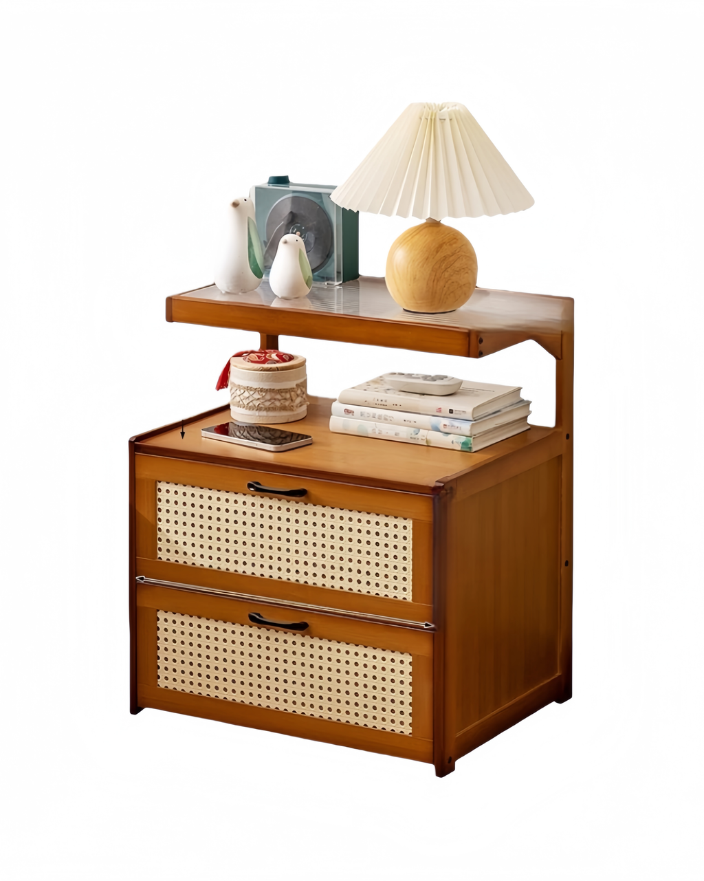 Narrow Bamboo Nightstand – Small Bedside Storage Cabinet