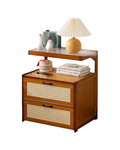 Narrow Bamboo Nightstand – Small Bedside Storage Cabinet