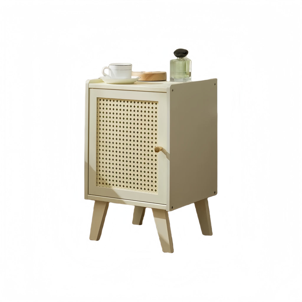 Creamy-Style Bamboo Nightstand – Small Bedroom Storage Cabinet
